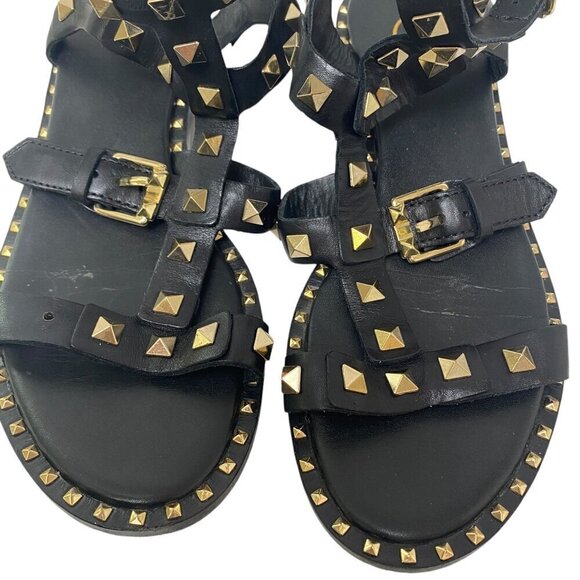 ASH Pacific Gladiator Sandals Size 6 Black Studded Strappy Womens Flats - Picture 4 of 16